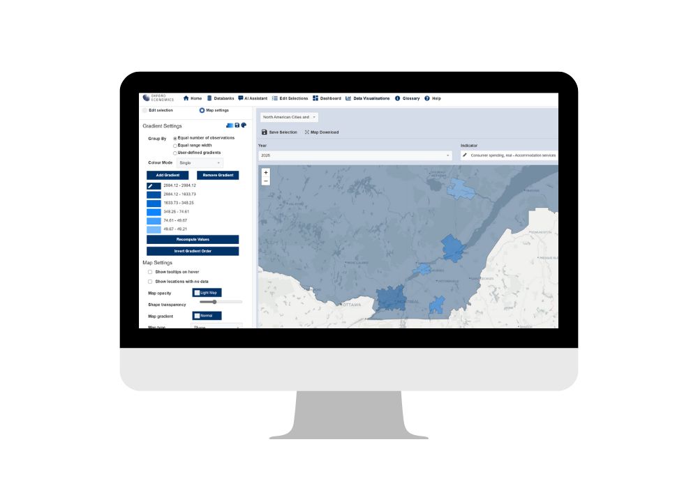 Canadian metro forecast in map