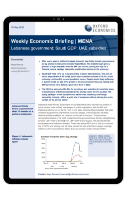 MENA | Lebanese government; Saudi GDP; UAE subsidies | Oxford Economics