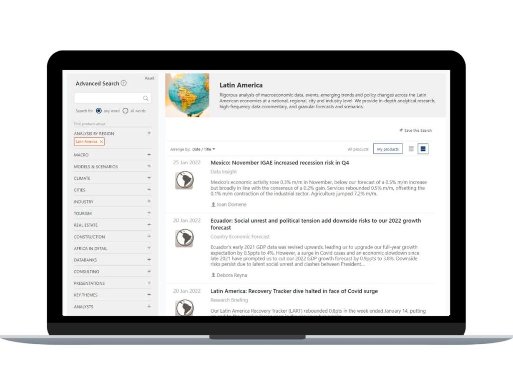Latin America Macro Service Country Economic Forecast