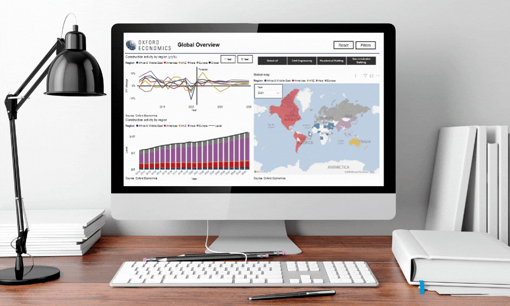 computer on desk with program showing