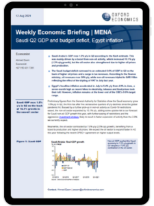 MENA | Saudi Q2 GDP and budget deficit, Egypt inflation