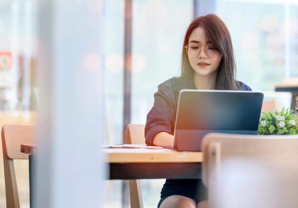 A lady working at co-working space