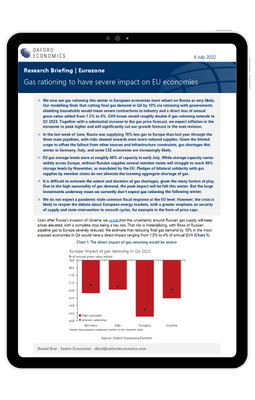 Gas rationing to have severe impact on EU economies | Oxford Economics