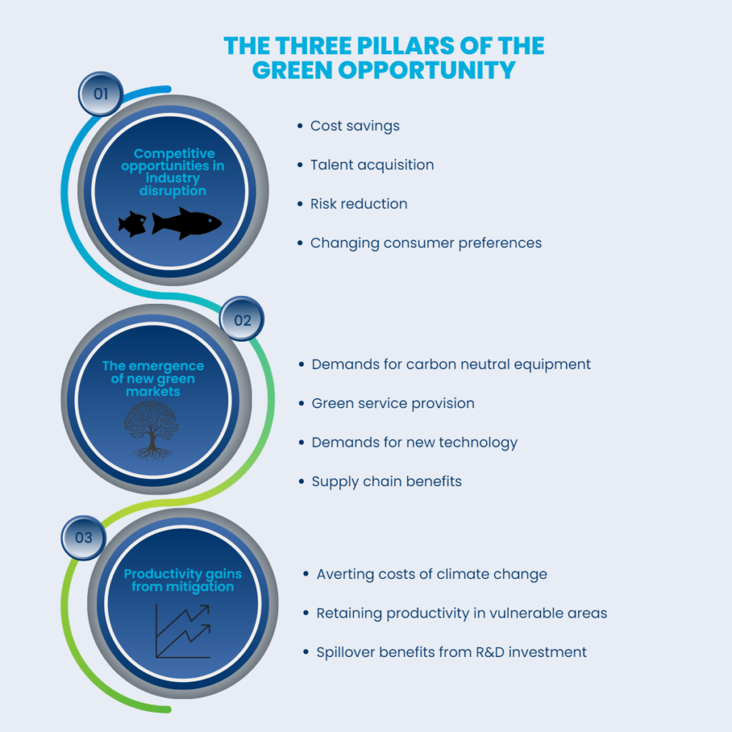 The three pillars of opportunity in the green economy