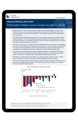 Asia Pacific: Policymakers' inflation worries should soon start to subside