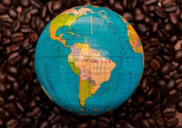 Coffee bean and Latin America map