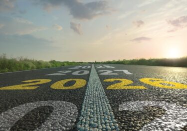 2026 Year. Numbers Written on Asphalt Road, Closeup