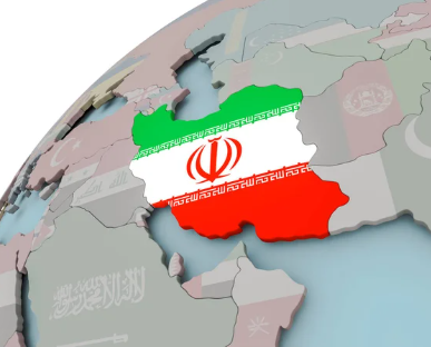 map of iran with flag