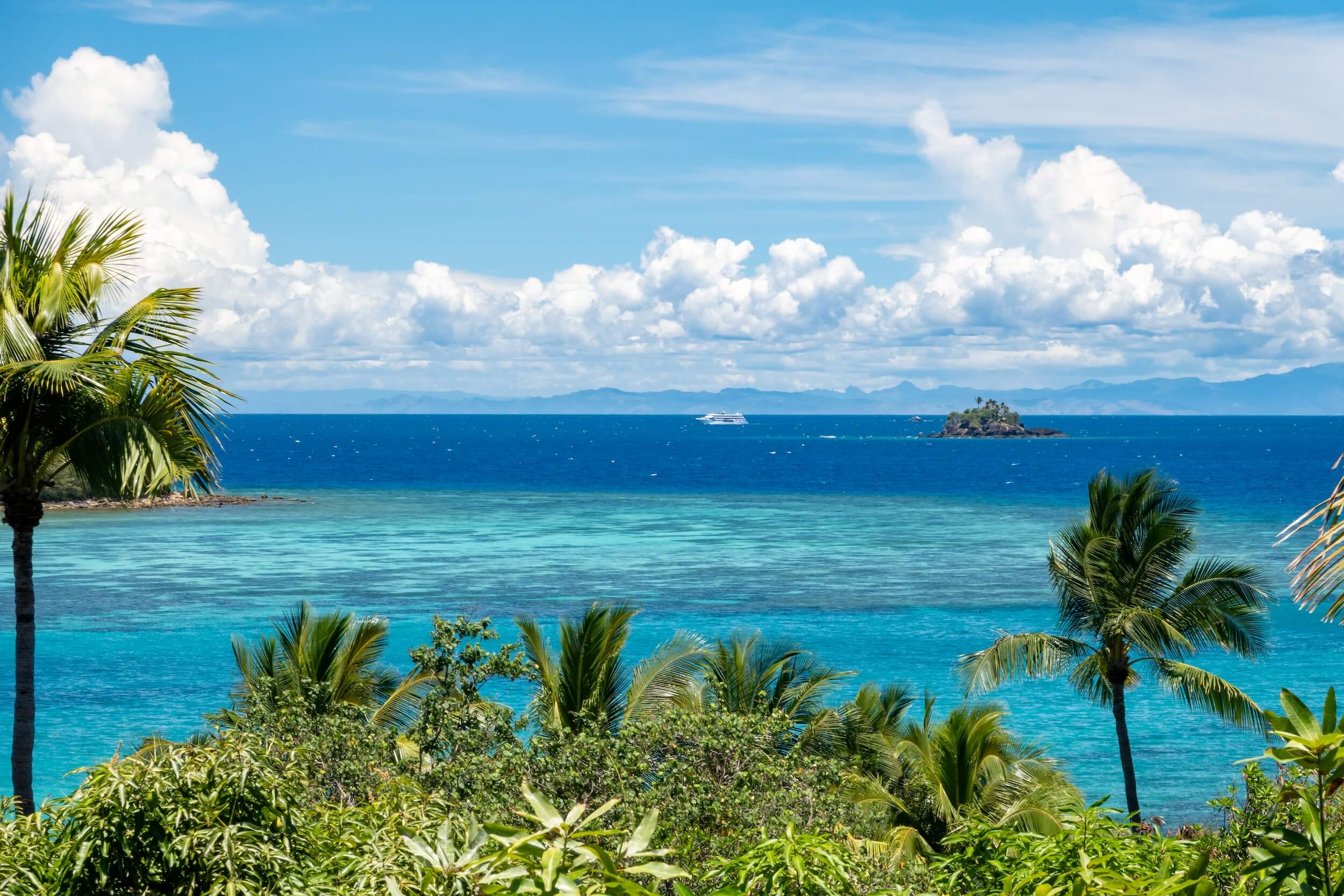 Samll cruise ship on the ocean